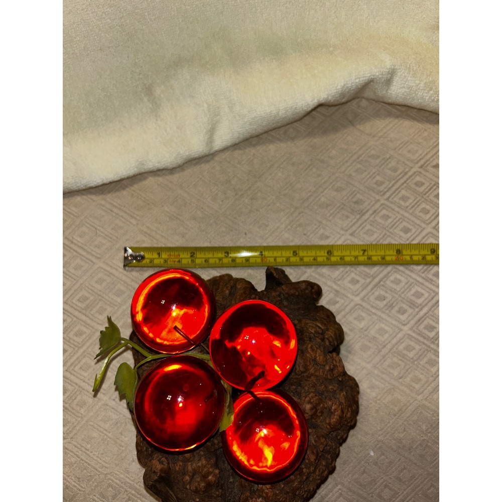 Vintage Orange Lucite Grapes on Burl Wood MCM Retro Acrylic Fruit Decor - Picture 6 of 7